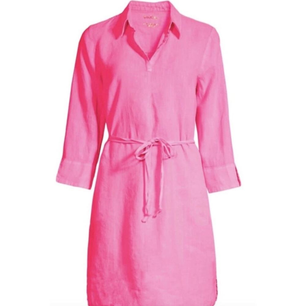 Lilly Pulitzer Pilar Tunic Linen Shirt Dress Aura Pink  – Size Medium - Picture 5 of 5